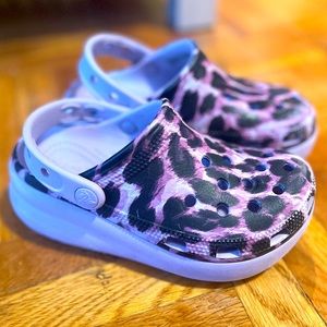 Crocs kids classic cutie crush clog little kid 12 platform leopard print purple